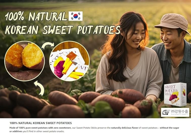 Dried Sweet Potato Snacks Individually Wrapped [25] – 100% Natural Vegan Sweet Potato Sticks – No Added Sweeteners, Gluten or GMOs – Korean Dried Sweet Potatoes Treats – Vegan Snacks by Gangwon Export 830191653