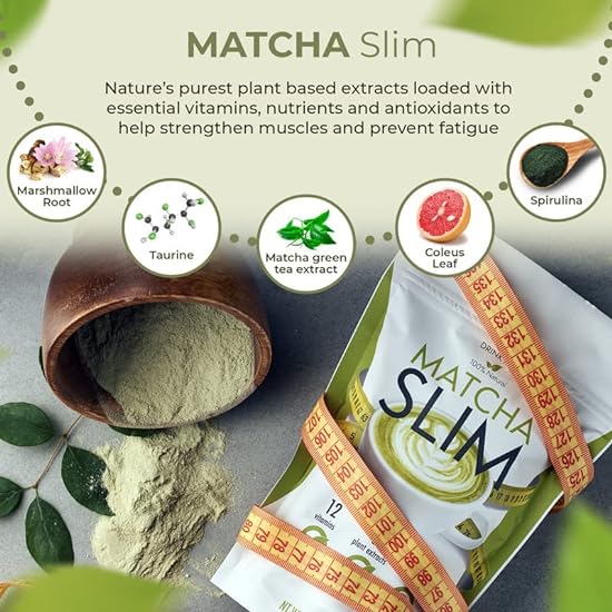 Matcha Slim | Grün Tee | 3.53 oz | 1 Pack | Energy Drink Mix Powder with Taurine & Spirulina 3.53oz – Natural, Sugar Free, Vitamin Rich Grün Tee for Women, Men 384542875