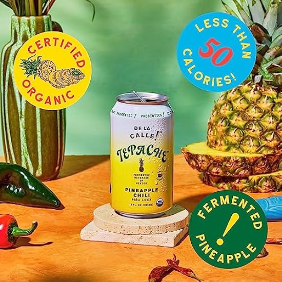 De La Calle Tepache - Naturally Fermented Pineapple Beverage, Antioxidant Rich, Certified Organic, Fermented, Low Sugar (Pineapple Chili) 95305714
